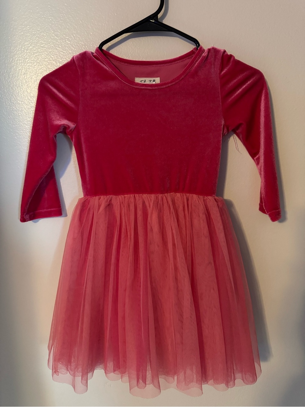 Taylor Joelle Girls Velvet & Tulle Party Dress in Fuchsia